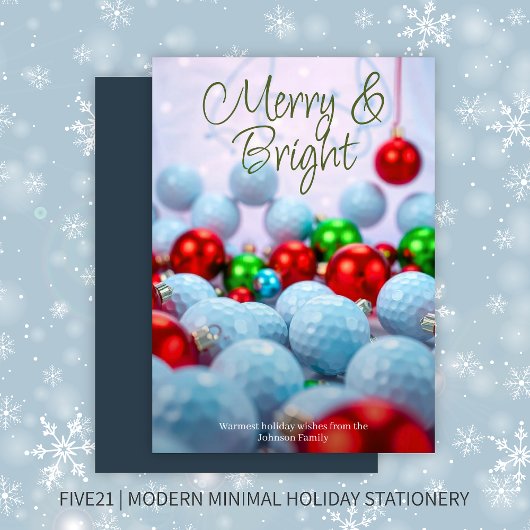 ゴルフボール&光沢のあるオーナメント・ネイビーブルー シーズンカード