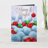 ゴルフボール&光沢のあるオーナメント・ネイビーブルー シーズンカード (正面)