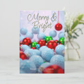 ゴルフボール&光沢のあるオーナメント・ファミリーフォトグリーン シーズンカード (スタンド正面)