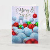 ゴルフボール&光沢のあるオーナメント・家族写真 シーズンカード (正面)