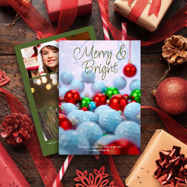 ゴルフボール&光沢のあるオーナメント・ 3枚のフォトグリーン シーズンカード