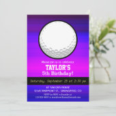 ゴルフボール;紫鮮やか青とマゼンタ 招待状 (スタンド正面)