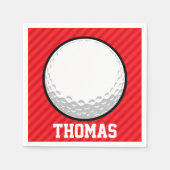 ゴルフボール;緋色の赤ストライプ色 スタンダードカクテルナプキン (正面)