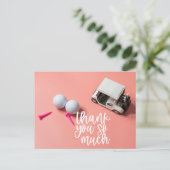 ゴルフボール 赤ちゃん女の子 ゴルファー 感謝のポストカード ポストカード (スタンド正面)