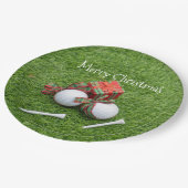 ゴルフボール（T型）とゴルファーのクリスマスプレゼント ペーパープレート (アングル)