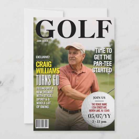 ゴルフマガジン誕生日招待状、おもしろいゴルフ招待状 招待状 (正面)