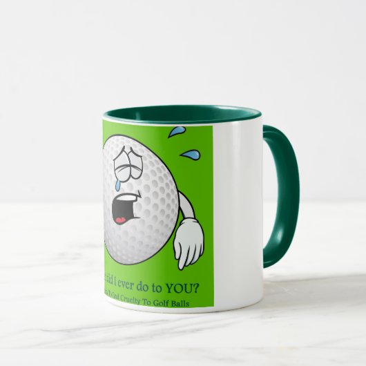 ゴルフマグは傷ついた感覚でゴルフボールを特徴とする マグカップ (正面右)