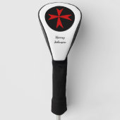 ゴルフマルタ国旗&モノグラムのマルチーズクロスゴ ゴルフヘッドカバー (正面)