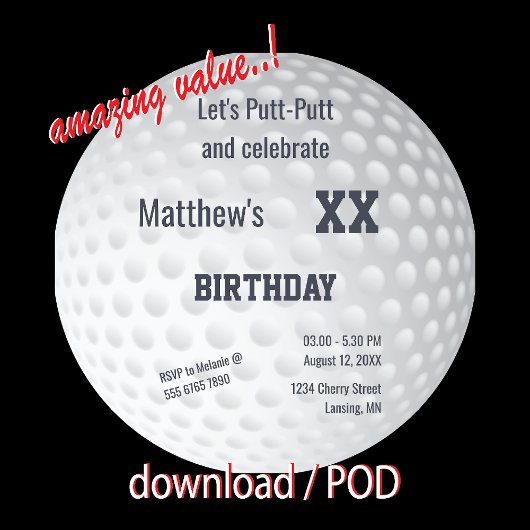 ゴルフミニゴルフパットパットゴルフ誕生日パーティー 招待状