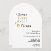 ゴルフミニマル60th誕生日応援とビール 招待状 (正面/裏面)