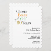 ゴルフミニマル60th誕生日応援とビール 招待状 (正面/裏面)