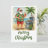 ゴルフメリークリスマスサンタゴルファーをテーマにしたビーチ シーズンカード (スタンド正面)