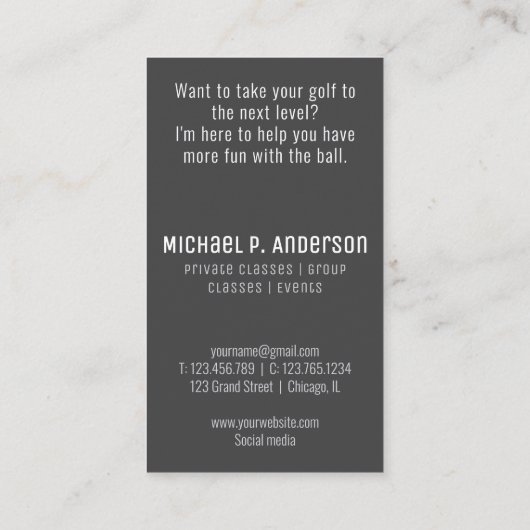 ゴルフモダンインストラクターゴルフ級名刺 名刺 (裏面)