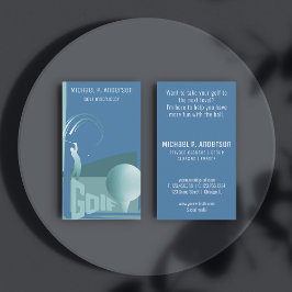 ゴルフモダンインストラクターゴルフ青ビジネスカード 名刺