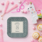 ゴルフモダンクラブバースデーパーティー任意の年齢グリーン ペーパープレート (パーティー)