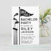 ゴルフモダンゴルファーバチュラーパーティ白黒 招待状 (スタンド正面)