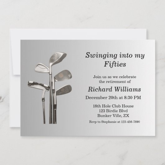 ゴルフモダンスポーツゴルフクラブ50誕生日 招待状 (正面)