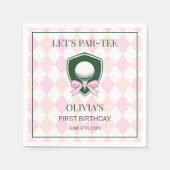 ゴルフモダンピンクガールズスポーツ1stバースデーパー – ティー スタンダードカクテルナプキン (正面)