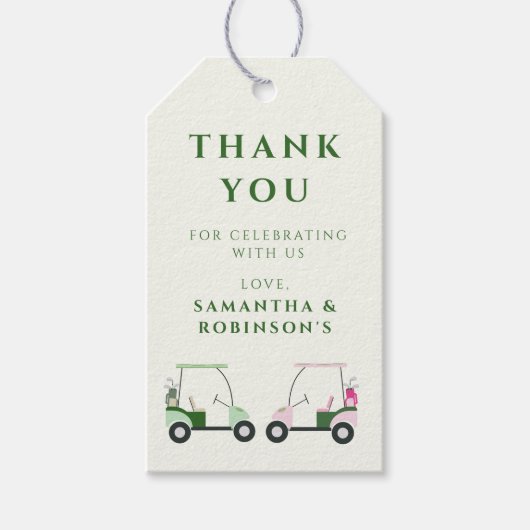 ゴルフモダンベビージェンダーがパー・ティーを明らかにする ギフトタグ (正面)