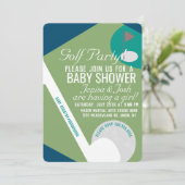 ゴルフモダンボールテーマボーイベビーシャワーグリーン海軍 招待状 (スタンド正面)