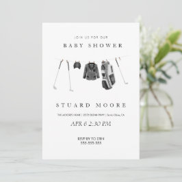 ゴルフモダンミニマルベイビーシャワー 招待状