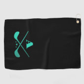 ゴルフモダンモノグラムプロゴルファーSportsブラックグリーン ゴルフタオル (横)