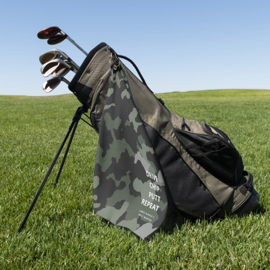 ゴルフモダン父親のデイドライブチップパットリピート ゴルフタオル (グリーン)