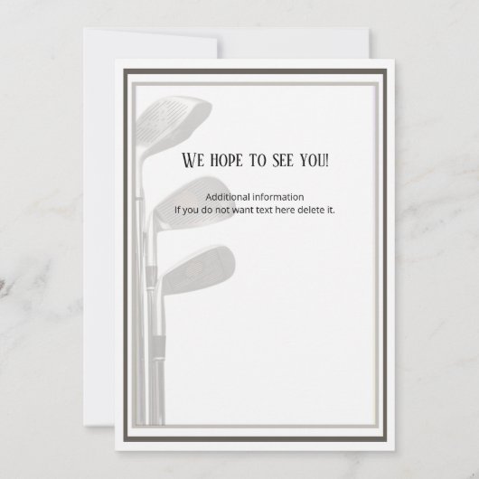 ゴルフモダン白黒メンズ50誕生日 招待状 (裏面)