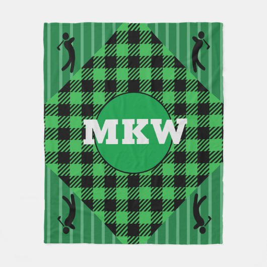 ゴルフモノグラムのカートフリーススロー フリースブランケット (正面)