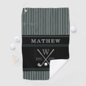 ゴルフモノグラムイニシャル名伝統グリーンストライプズ ゴルフタオル (インサイチュ)