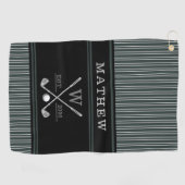 ゴルフモノグラムイニシャル名伝統グリーンストライプズ ゴルフタオル (横)