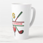 ゴルフモノグラム金属グリーン及び銀 カフェラテマグ (右アングル)