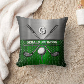 ゴルフモノグラム金属グリーン及び銀 クッション (ブランケット)