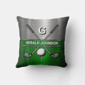 ゴルフモノグラム金属グリーン及び銀 クッション (裏面)