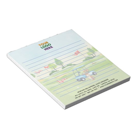 ゴルフユニークテーマロ企業のゴが並ぶ ノートパッド (アングル)
