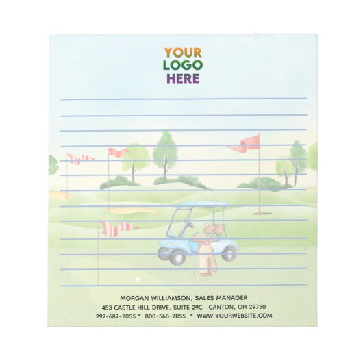 ゴルフユニークテーマロ企業のゴが並ぶ ノートパッド (正面)