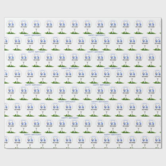 ゴルフユニークパーソナライズされたテーマ名誕生日 ラッピングペーパー (フラット)