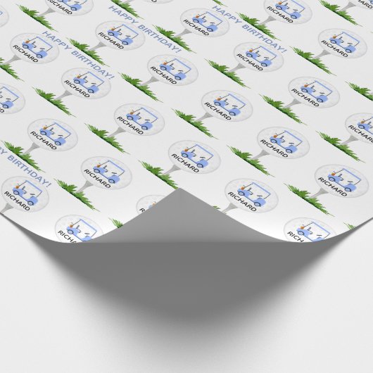 ゴルフユニークパーソナライズされたテーマ名誕生日 ラッピングペーパー (角)