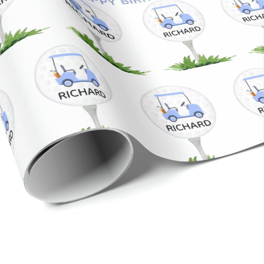 ゴルフユニークパーソナライズされたテーマ名誕生日 ラッピングペーパー (ロールコーナー)