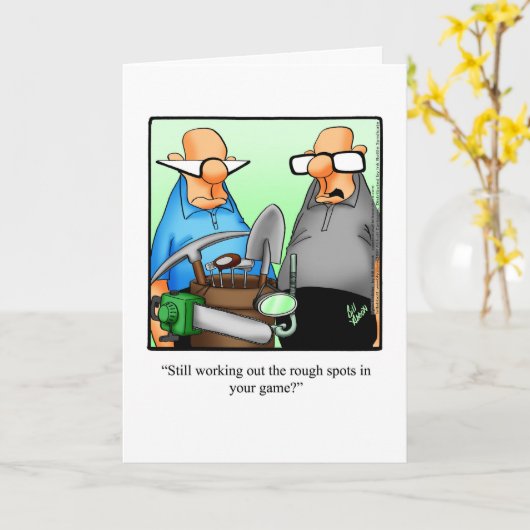 ゴルフユーモア誕生日グリーティングカード カード (黄色い花)