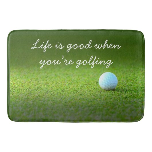 ゴルフライフはグリーンドアマットのゴルフボールで良い バスマット (正面)