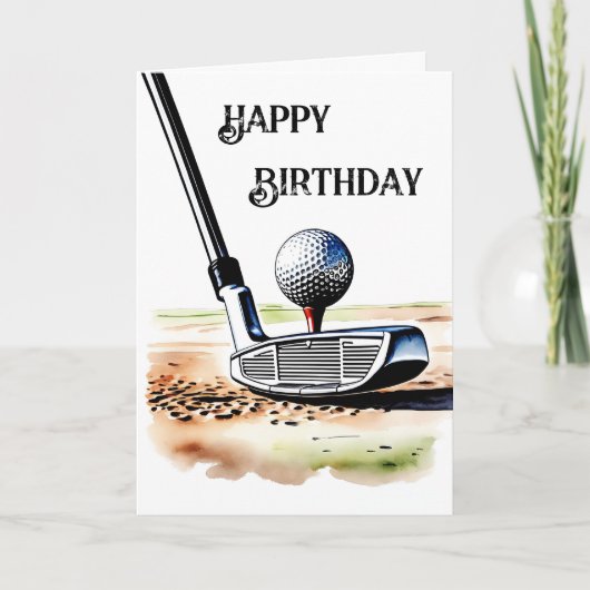 ゴルフラバーズウォーターカラー絵を描アート誕生日 カード (正面)