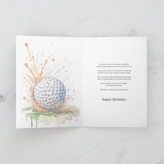 ゴルフラバーズウォーターカラー絵を描アート誕生日 カード (内部)