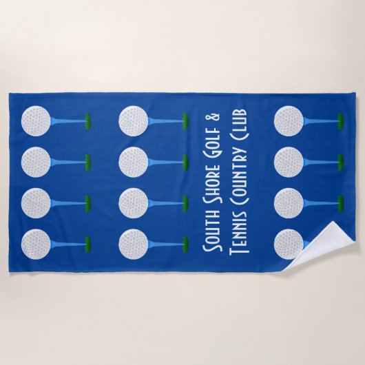 ゴルフラバーボール&ティースブルービーチタオル ビーチタオル (正面)