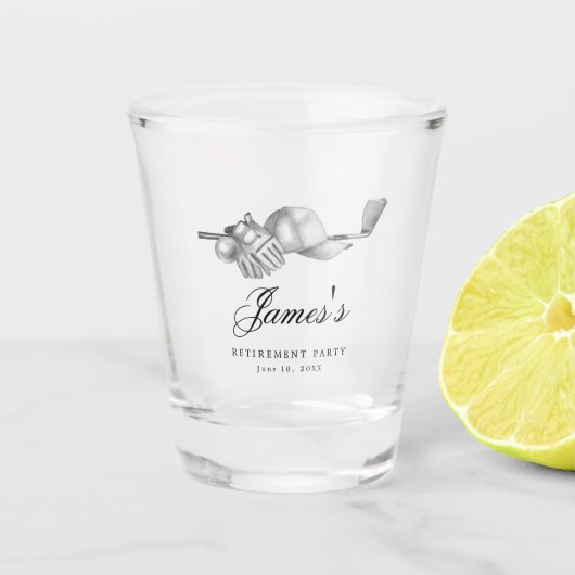 ゴルフリタイアパーティーの好意カスタム ショットグラス (正面)