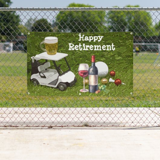 ゴルフリタイアメントとボールパーのティータイムをグリーンに 横断幕 (インサイチュ)