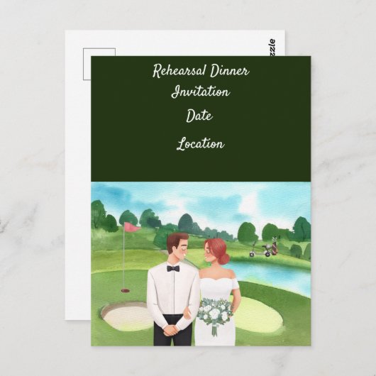 ゴルフリハーサル ウェディングディナー招待状 ポストカード (正面/裏面)