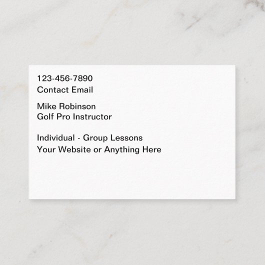 ゴルフレッスンクラスインストラクター 名刺 (裏面)