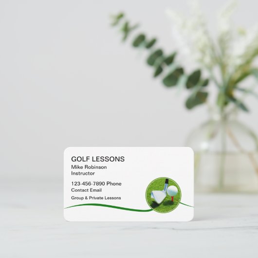 ゴルフレッスントレーニングインストラクター名刺 名刺 (スタンド正面)