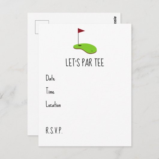 ゴルフレッツパー緑のゴルフフラッグとティー ポストカード (正面/裏面)